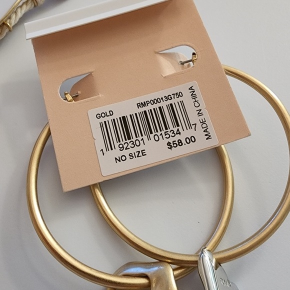 Rebecca Minkoff hoops earrings gold-tone new with tags $58 - Picture 3 of 3